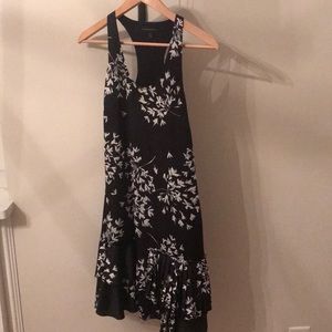 Black floral sleeveless cocktail dress
